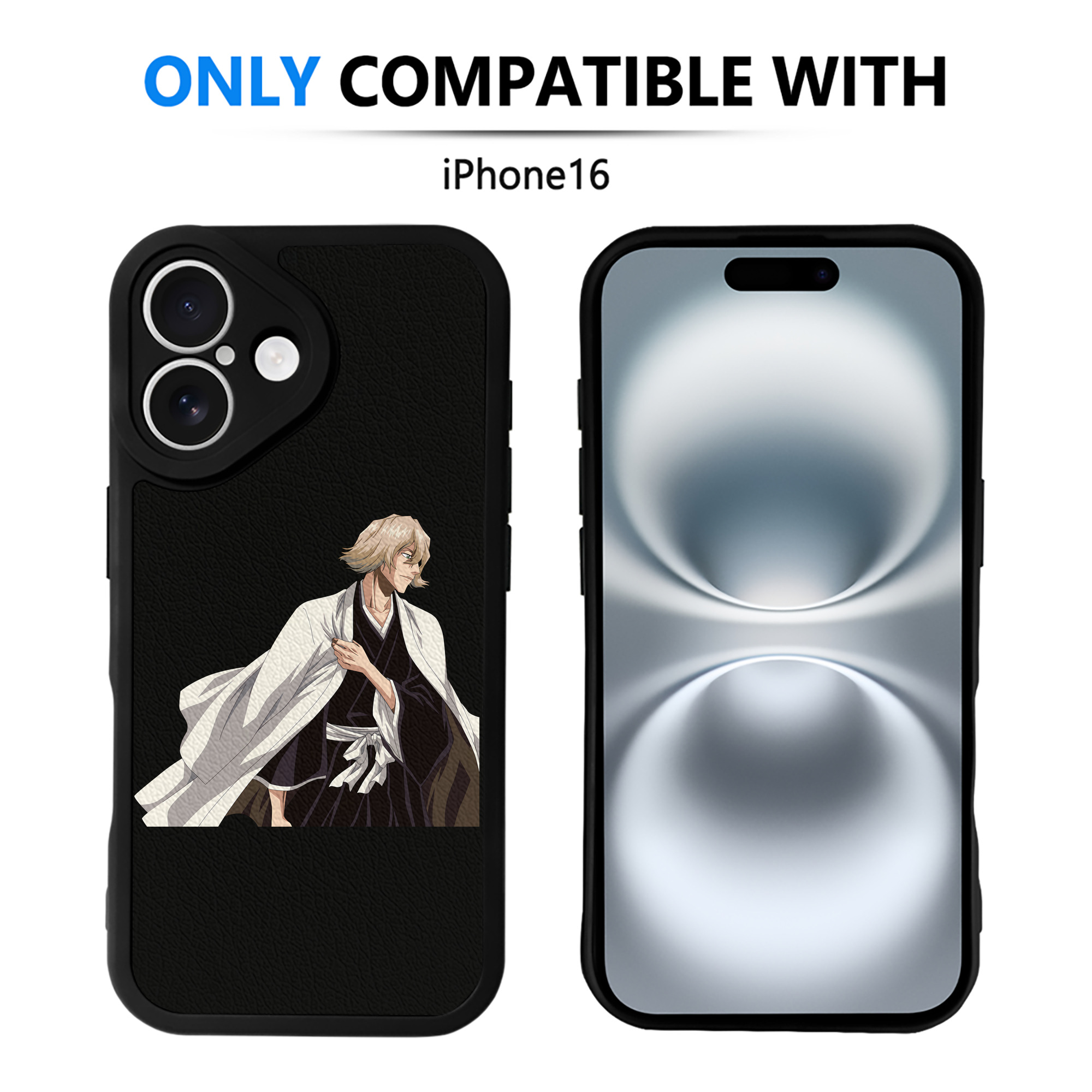 （画像用） "ブリーチ 浦原 喜助（うらはら きすけ） BLEACH Urahara Kisuke " 【iPhone 16シリーズ対応】シリコンスマホケース（レザー調） 材質：シリコン